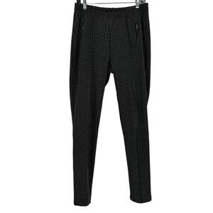 Black Tape Herringbone Pull-on‎ Pants Faux Leather Black Gray Large